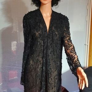 3/4 Length Formal Beaded Lace Jacket